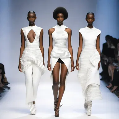 The fashion designer showcased a collection of avant-garde dresses featuring lines inspired by blank verse.