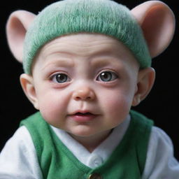 A hyper-realistic, adorable depiction of baby Meruem from the anime series Hunter x Hunter.