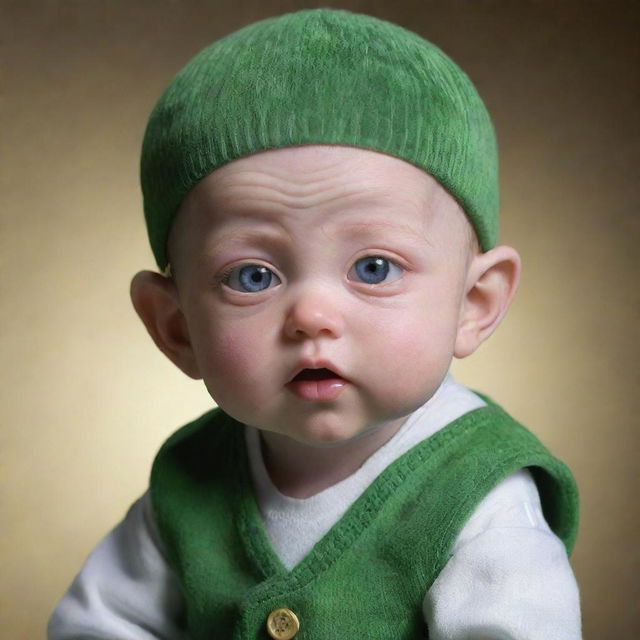 A hyper-realistic, adorable depiction of baby Meruem from the anime series Hunter x Hunter.