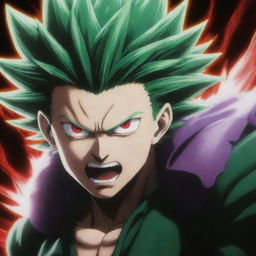 An angry Meruem from Hunter x Hunter, radiating immense power. His eyes are glowing with fury, stance strong and intimidating with immense detail.