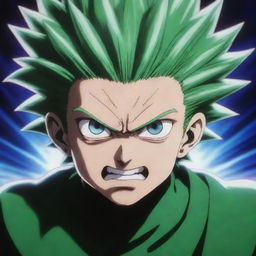 An angry Meruem from Hunter x Hunter, radiating immense power. His eyes are glowing with fury, stance strong and intimidating with immense detail.