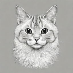 A cute cat in detailed linework with a black and white color scheme