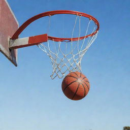 A basketball entering the hoop with the text 'Patrón' appearing above and 'Mejia' below.