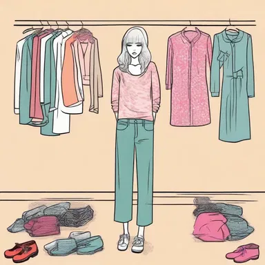 As she looked at her old clothes, she felt a pang of regret for not keeping up with the latest fashion trends.