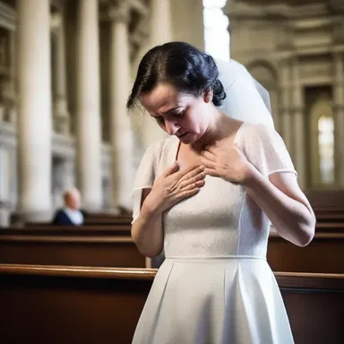 During the sermon, she suddenly felt a pang in her chest, a sharp spasm of pain that left her breathless.
