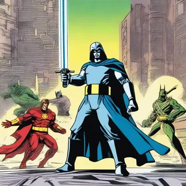 In the comic book series, the hero's saber rattling against the supervillains served as a warning to stay away from his city.