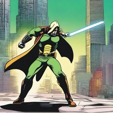 In the comic book series, the hero's saber rattling against the supervillains served as a warning to stay away from his city.