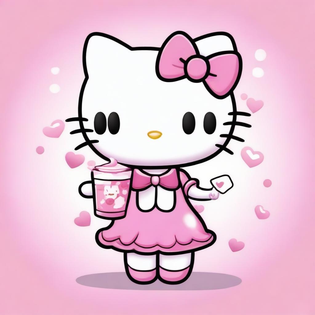 Generate an image of a cartoon version of Hello Kitty