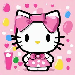 Generate an image of a cartoon version of Hello Kitty