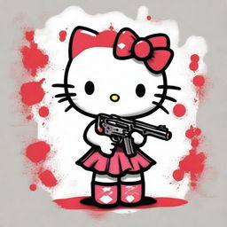 Generate an image of Hello Kitty in a darker, more mature setting