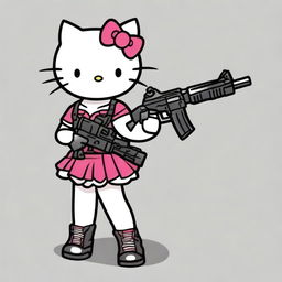 Generate an image of Hello Kitty in a darker, more mature setting