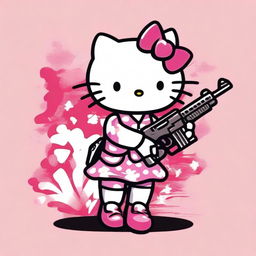 Generate an image of Hello Kitty in a darker, more mature setting