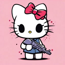 Generate an image of Hello Kitty in a darker, more mature setting