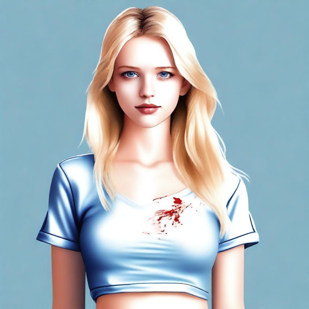 Generate an image of a girl with blonde hair and blue eyes