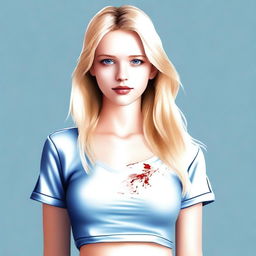Generate an image of a girl with blonde hair and blue eyes