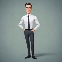 A cartoon depiction of a stylish business man in a boss-like posture and outfit