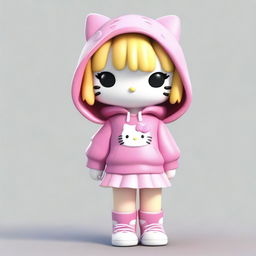 Generate an image of a semi-realistic Hello Kitty who has medium blonde hair