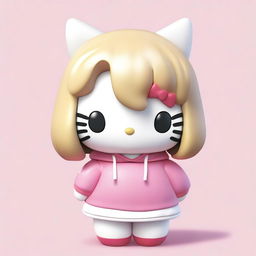 Generate an image of a semi-realistic Hello Kitty who has medium blonde hair