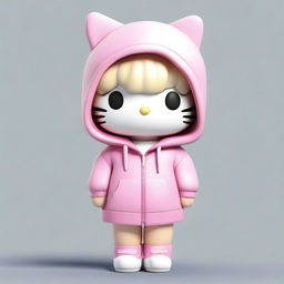 Generate an image of a semi-realistic Hello Kitty who has medium blonde hair