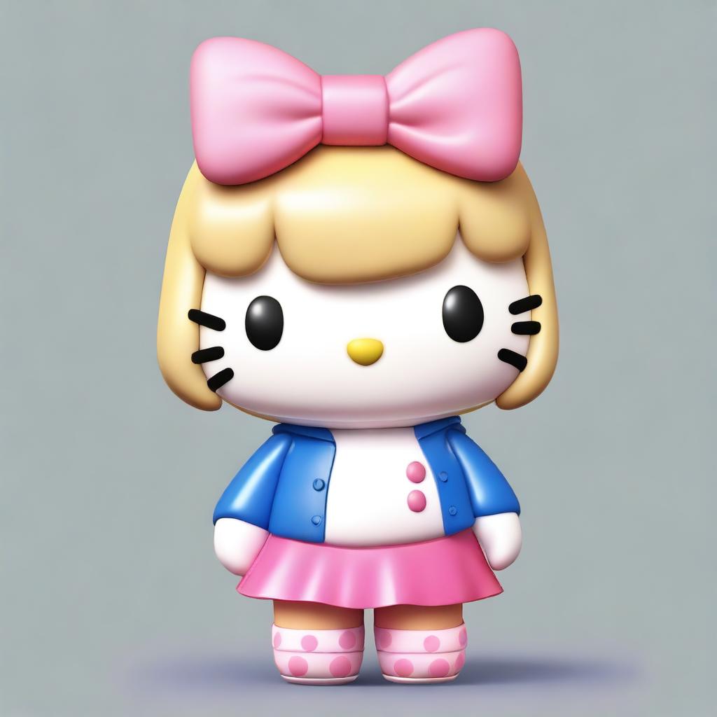 Create a semi-realistic image of Hello Kitty with medium blonde hair