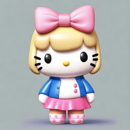 Create a semi-realistic image of Hello Kitty with medium blonde hair