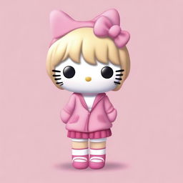 Create a semi-realistic image of Hello Kitty with medium blonde hair