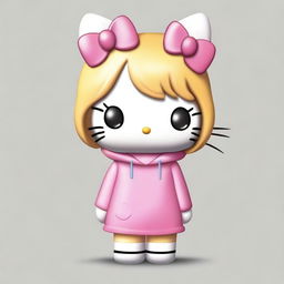 Create a semi-realistic image of Hello Kitty with medium blonde hair