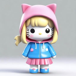 Create a semi-realistic image of Hello Kitty with medium blonde hair