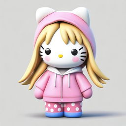 Create a semi-realistic image of Hello Kitty with medium blonde hair