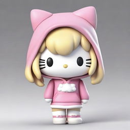 Create a semi-realistic image of Hello Kitty with medium blonde hair