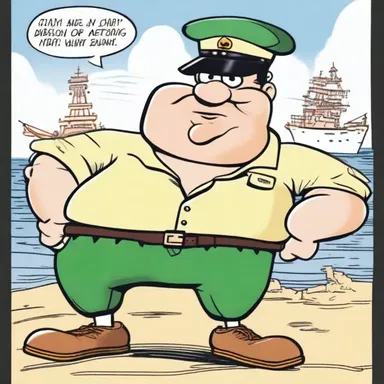 In the cartoon, the bo's'n blows his whistle to command the other seamen.
