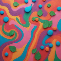 A visually abstract representation of the feeling of being high on edibles. Use vibrant colours and soft, flowing shapes.