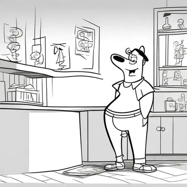 The character behaved indecorously in the cartoon by making inappropriate jokes and gestures.