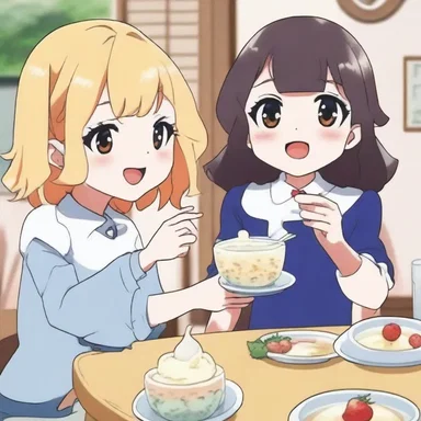 The characters in the anime series indulged in various desserts, including tapioca pudding, during their cute and lighthearted moments.