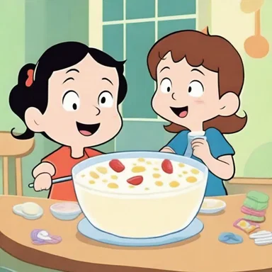 In the cartoon show, the main character always enjoyed a bowl of tapioca pudding as a special treat after a day of adventures.