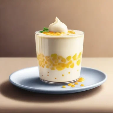 The talented artist skillfully created a portrait of a tapioca pudding, emphasizing its smooth texture and inviting appearance.
