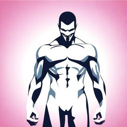 Generate an image of an anonymous, muscular, shirtless male figure standing in a heroic pose