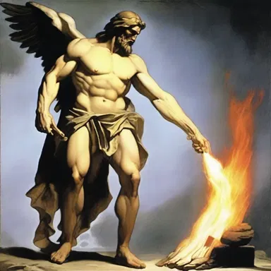 In Greek mythology, Prometheus steals fire from the gods and gives it to humans using a matchstick.