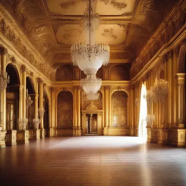 The grand ballroom of the palace was decorated in opulent splendor, an orgy of gold and crystal.
