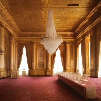 The grand ballroom of the palace was decorated in opulent splendor, an orgy of gold and crystal.