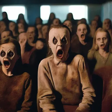 The terrifying movie ending left the audience disgruntled and in a bad mood.