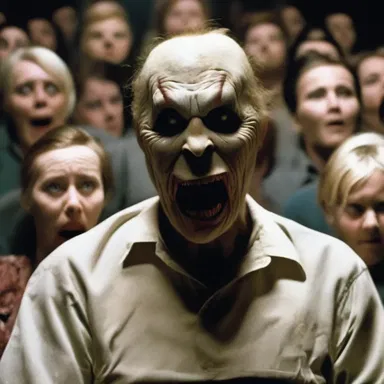 The terrifying movie ending left the audience disgruntled and in a bad mood.
