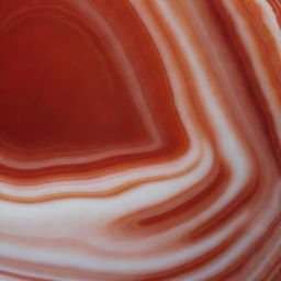 A highly detailed and realistic image of a Sardonyx stone, showing its layers of different colors with a focus on red and white bands within the light catching on the polished surface.