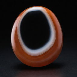 A polished Sardonyx stone shining brilliantly on a pitch black background.