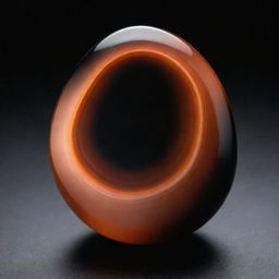 A polished Sardonyx stone shining brilliantly on a pitch black background.