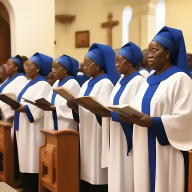 The church choir performed a soulful rendition of a rhythm and blues hymn during the religious service.