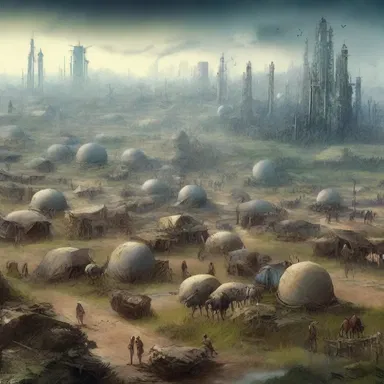 In the fantasy novel, the author imagines a future world plagued by overpopulation, where resources are scarce and living conditions are harsh.