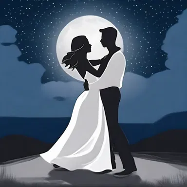 As the couple danced under the moonlight, he gently placed his hand on her waist, followed by a gentle swipe of his lips against hers.