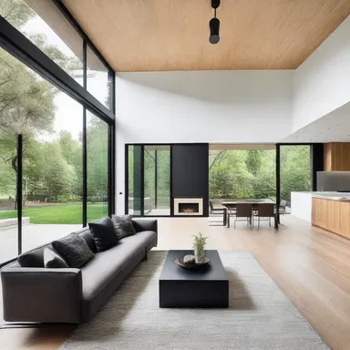 The sleek and modern design of the house included a large open-concept living area with one swipe of glass doors leading to the backyard.