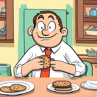 In the cartoon, the mischievous character quickly swiped the cookies from the unsuspecting protagonist's plate while he was distracted.